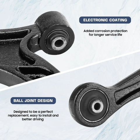 Front Lower Control Arm Suspension Kit Fits Honda Pilot 2006 2007 2008 And Acura MDX 2006 Driver And Passenger Side With Ball Joint Beefed Up Four Piece Replacement Includes Front Stabilizer Sway Bar End Links, black coated ball joint close-up