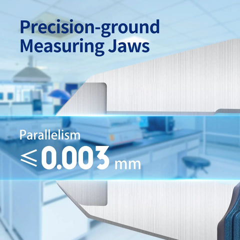 Close-up of precision-ground measuring jaws of Six Inch Absolute Origin Digital Caliper In Stainless Steel, IP67 Water And Dust Resistant
