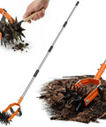2 In 1 Rotary Garden Tiller And Weeder With Detachable Weed Knife 73 Inch Adjustable Stainless Handle Manual Cultivator