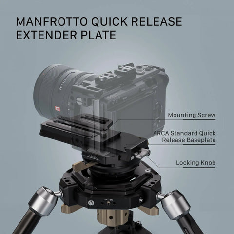 Hydra Articulating Car Mounting System with camera on Manfrotto Quick Release Plate, tripod visible