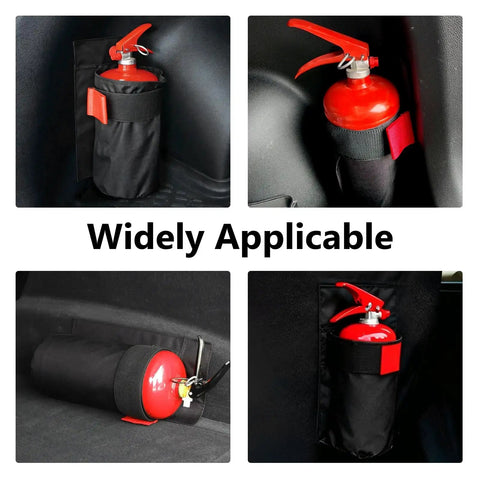 Heavy Duty Built Tough Roll Bar Fire Extinguisher Holder With Adjustable 600D Oxford Storage Bag Universal Quick Clip Strap Fits Most Cars Trucks Suv Safety Gear