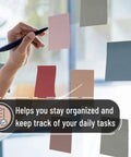 Person organizing Sticky Notes Bulk Pack 3x3 Inches 12 Pads 600 Sheets Vintage Colors Self Stick Note Pads on window.