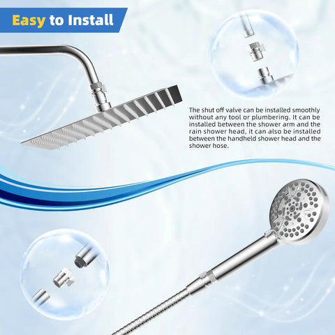 All Metal Shower Flow Control Valve With Brass Shut Off And Metal Lever, G One Half Inch Thread, Water Regulator For Handheld Shower Or Bidet Sprayer, Chrome Finish, Durable Brass Body, Easy Water Volume Control on shower arm and hose