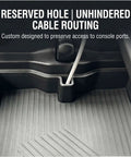 Tesla Cybertruck Lower Console Organizer Pro for 2024 2025 2026 Models showing reserved hole for unhindered cable routing.