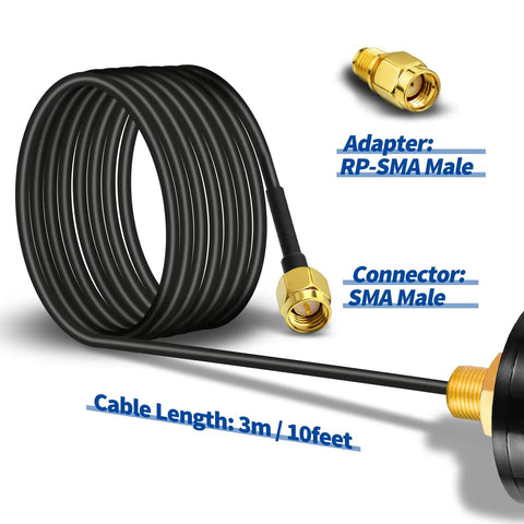 Outdoor 4G LTE Antenna With Wall Mount Waterproof SMA Male Connector Omnidirectional 5dBi Gain cable and adapter