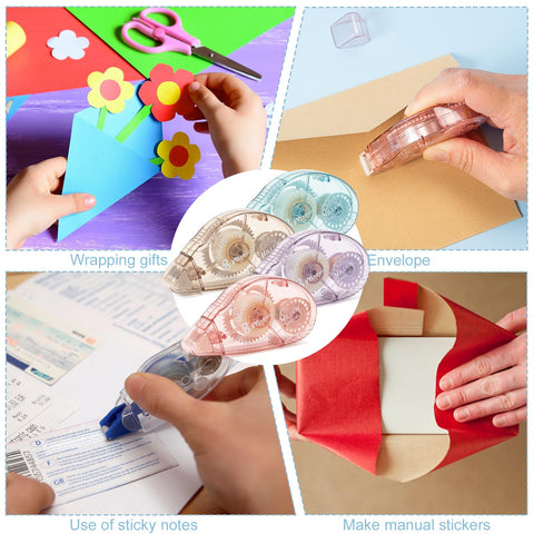4 Pack Double Sided Tape Roller Set For Crafts And Scrapbooking with Built In Roller Heads used for crafts and gift wrapping