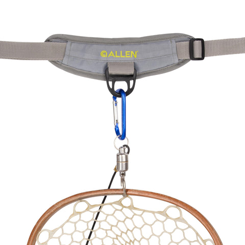 Fall River Fishing Chest Pack With Front Workstation, fits up to two tackle or fly boxes, lightweight, gray waist strap