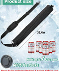 Cooler Beer Sleeve With Six Ice Pucks Keeps Seven 12 Oz Cans Cold In Your Golf Bag On The Course Easy Access And Great For Casual Swigs Smart Gift For Men Black Golf Bag Accessory, shown with dimensions and ice packs.