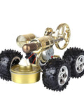 Car Kit With Alcohol Lamp Power Featuring Stirling Engine Tech, Metal Hot Air Car Model For Hands On Science, Thermodynamics STEM Project Toy For Teens And Adults, Real Power Generation And Movement, gold metal 4-wheel model