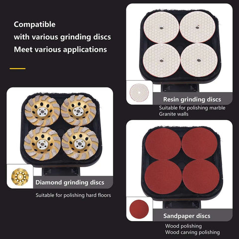 Beast Mode 4 Head Concrete Grinder And Surface Planer Kit With Industrial Diamond Wheels showing diamond, resin, and sandpaper discs.