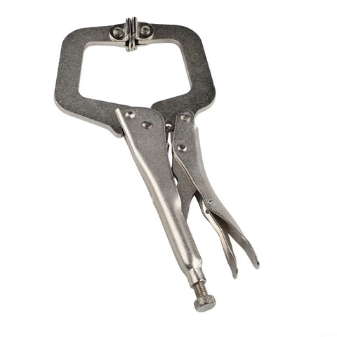 Solid 9 Inch Locking C Clamp Steel Welding Pliers Grip Wood Tenon Locator With Wide Jaws, metallic wide jaw clamp tool.