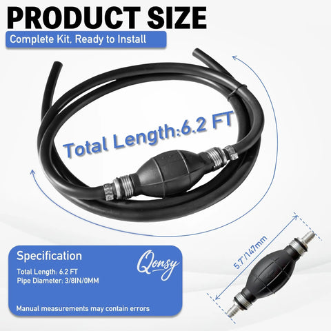 Universal Three Eighths Inch 10mm Fuel Line With Primer Bulb Kit For Boats Motors Marine Cars RVs Tractors And Caravans