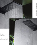 RIBEUJIZS Digital Shower System, Black Luxury Shower Mixer Kit Digital Display Wall Mounted Rain Waterfall Faucet with big rain effect.