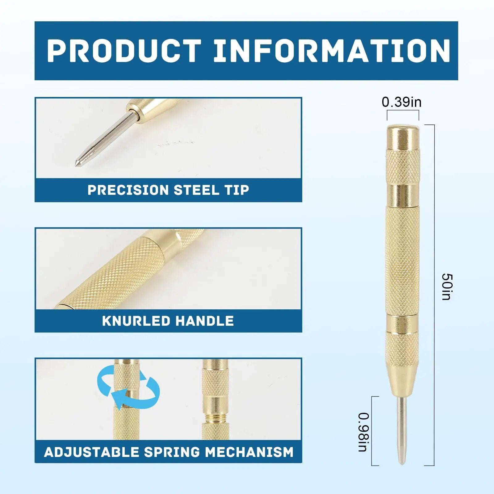 Automatic Center Punch Kit Two Piece Spring Loaded ✓