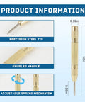 Automatic Center Punch Kit Two Piece Spring Loaded Center Marker Tool Heavy Duty Steel Adjustable with precision tip and knurled handle.