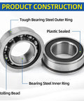 Four Pack Sealed Flange Ball Bearings Three Quarters Inch Bore 19mm ID x 35mm OD x 13mm Wide, 9Cr18 Steel, Deep Groove, product construction