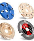 Assorted grinding discs including Rugged Tungsten Carbide Wood Grinding Disc For Angle Grinders, One Step Wood Carving And Shaping Wheel