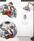 Cream Amber Hummingbird Stained Glass Lampshade Replacement 12 By 12 By 6 Inch With 1 5/8 Inch Fitter Opening on floor lamp