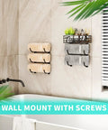 Six Tier Over The Door And Wall Mount Towel Rack With Metal Shelf Basket For Small Bathrooms Campers And RVs Black Patented Design No Fuss Space Saving Convenience wall mounted in bathroom with towels and decor