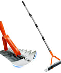 All Purpose Lawn Thatch Rake With 15 Inch Head Beefy 19 Tines 68 Inch Adjustable Handle Heavy Duty Metal Dethatcher Dead Grass Remover Tool