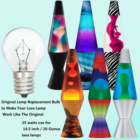 S11 Shape 25 Watt E17 Intermediate Base Lava Lamp Replacement Bulbs 120 Volt Dimmable 2700K Warm White For 14.5 Inch Glitter Lamps With Bulbs
