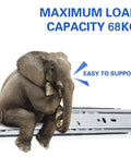 Heavy Duty Drawer Slides 51mm Wide With 68kg Capacity And Locking Mechanism Side Mount Runners 400mm Tracks with elephant resting