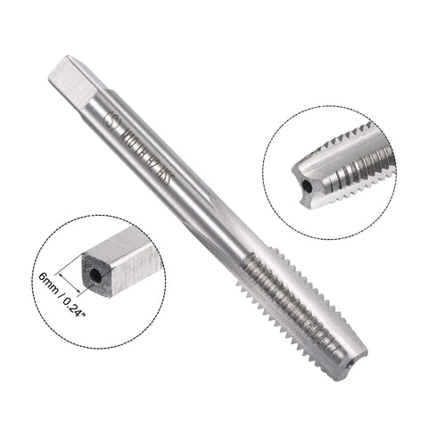 Close-up of metal M10 X 1.5 Left Hand Tap with threading details for Rethreading Damaged Threads Round Threading Die Kit repairs.