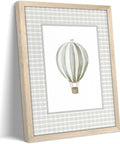 Wood Framed Hot Air Balloon Wall Art for Nursery and Kids Room, Vintage Baby Decor Canvas Print, 8x10 Inch Oil Painting