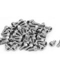 Pro Grade M4 X 8mm Hex Socket Head Cap Screws forged from rock solid 304 stainless steel, ideal for mechanical builds, shown in a pile.