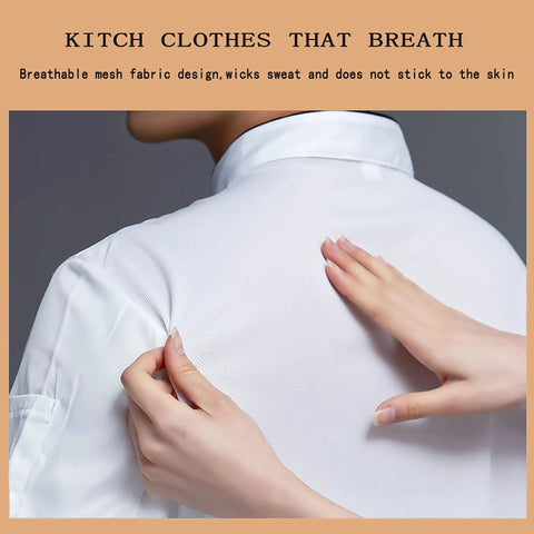 Close-up of breathable mesh fabric on Personalized Chef Coat Custom Embroidered Name Dual Button Kitchen Jacket.