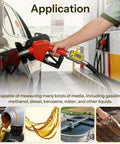 Application of 1 Inch Digital Turbine Flow Meter With 2.6-26 GPM Range, measuring gasoline with LCD display and aluminum adapters