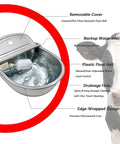 Built Tough Automatic Water Bowl Made From Pure 304 Stainless Steel For Big Pups And Barn Animals Comes With Reliable Float Valve Forty Inch Hose And Zero Stress Install showing float ball and drainage features.