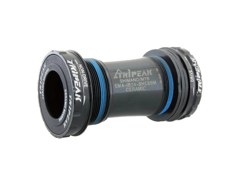 Ceramic Bearings Bottom Bracket for 24mm Cranks, Threaded BSA ITA 68 or 73mm Shell, Road and MTB Hollowtech II Ready, blue accents
