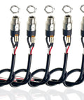 5 Pack 3.5Mm Stereo Audio Jack Connectors Panel Mount Replacement Cables For Headsets with copper sockets and black wiring.