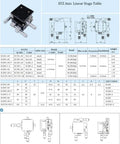 Diagram and specifications for Three Axis Manual Linear Stage 60x60mm Trimming Bearing Sliding Table For CNC And Lab Use.