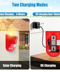 Two charging modes for Solar Powered Motion Sensor Alarm System With 129dB Outdoor Siren Waterproof Driveway Alarm Deterrent Strobe 6 LED