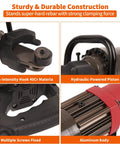 Heavy Duty 1200W Electric Rebar Bender Steel Bar Bending Tool 110V Hydraulic Bender detail of hydraulic piston and aluminum body.