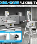Beast 1500W Electric Meat Bandsaw For Pro Butchers with dual-use stand, shown in a kitchen setting, detachable for easy use.