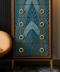 Art Deco dresser with 12 pieces solid brass ring pull handles for dresser cabinets wardrobe doors and bedroom furniture hardware.