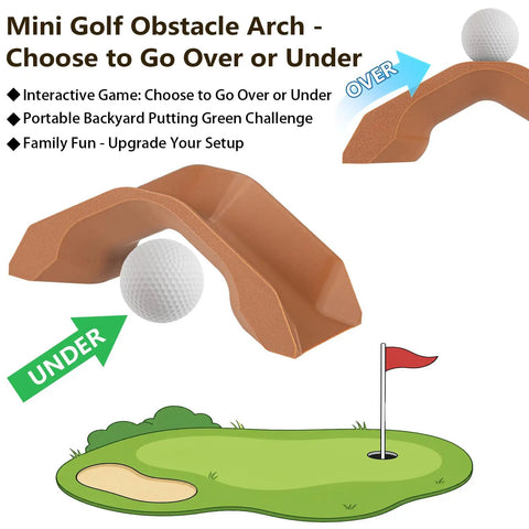 Mini Golf Obstacle Arch For Backyard Putting Green, Portable Challenge Course with Over Or Under Shot Option, Family Fun