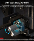 Close-up of Cage Kit for Sony A6700 With HDMI Cable Clamp And Built In Quick Release Plate Arca Type Rig showing HDMI clamp.