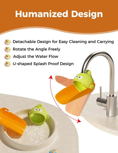 Handy Dandy Silicone Faucet Extender For Toddlers Smooth Sink Reach Helper Zero Fuss Bathroom Hygiene Station with a splash-proof design.