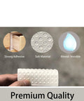 Hand holding Self Adhesive Clear Rubber Feet Tiny Bumper Pads for Furniture 6mm Diameter 2mm Thick 400 Pcs Quiet Soft Close