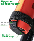 Rugged Portable Speaker Mount With Waterproof Strap For Bluetooth Speakers showing PVC non-slip leather and bottom strap