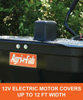 Zero Turn Mower Electric Spreader with 125 lb Rustproof Poly Hopper, featuring a sealed 12V motor for up to 12 ft coverage.
