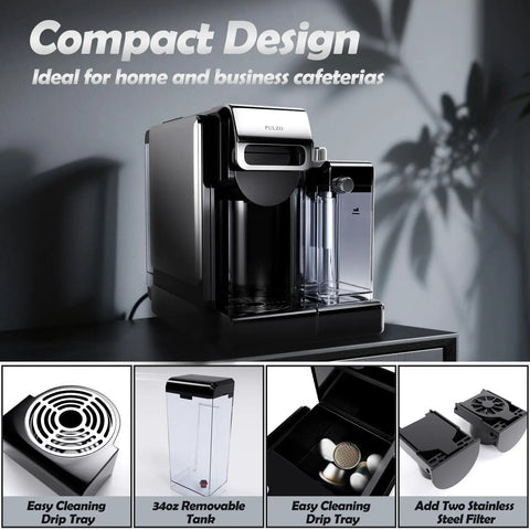 Game Changing Espresso Machine With Automatic Milk Frother And Capsule Coffee Maker Delivers sleek compact design with removable tank and easy cleaning features.