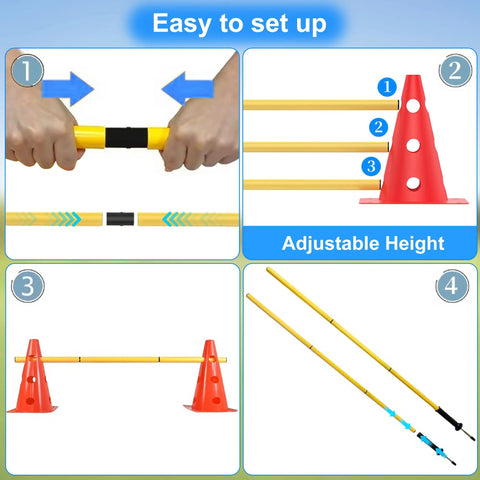 Dog Agility Hurdle And Cone Set Adjustable Obstacle Course For Backyard Training And Exercise For Dogs Of All Sizes Pro Grade