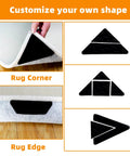 Non Slip Rug Tape For Hardwood Floors And Tiles, 8 Pcs Double Sided Adhesive Carpet Grippers on rug corner and edge