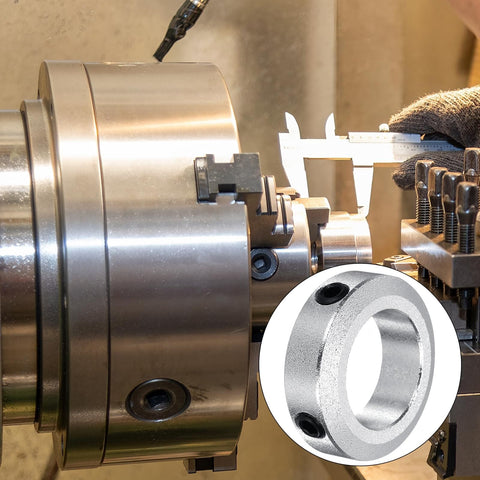 Heavy Duty Aluminum Shaft Collar Set Screw Clamping Collars 22mm Bore Seven Eighths Inch Silver Pack Of 4 shown in machine use