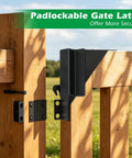 Beefy Heavy Duty Sliding Gate Kit For Deck And Fence With Smooth Roll Wheel Hardware Powder Coated Steel In Black Quiet Glide Weatherproof Gate System For Easy Outdoor Access, black gate latch on wood fence